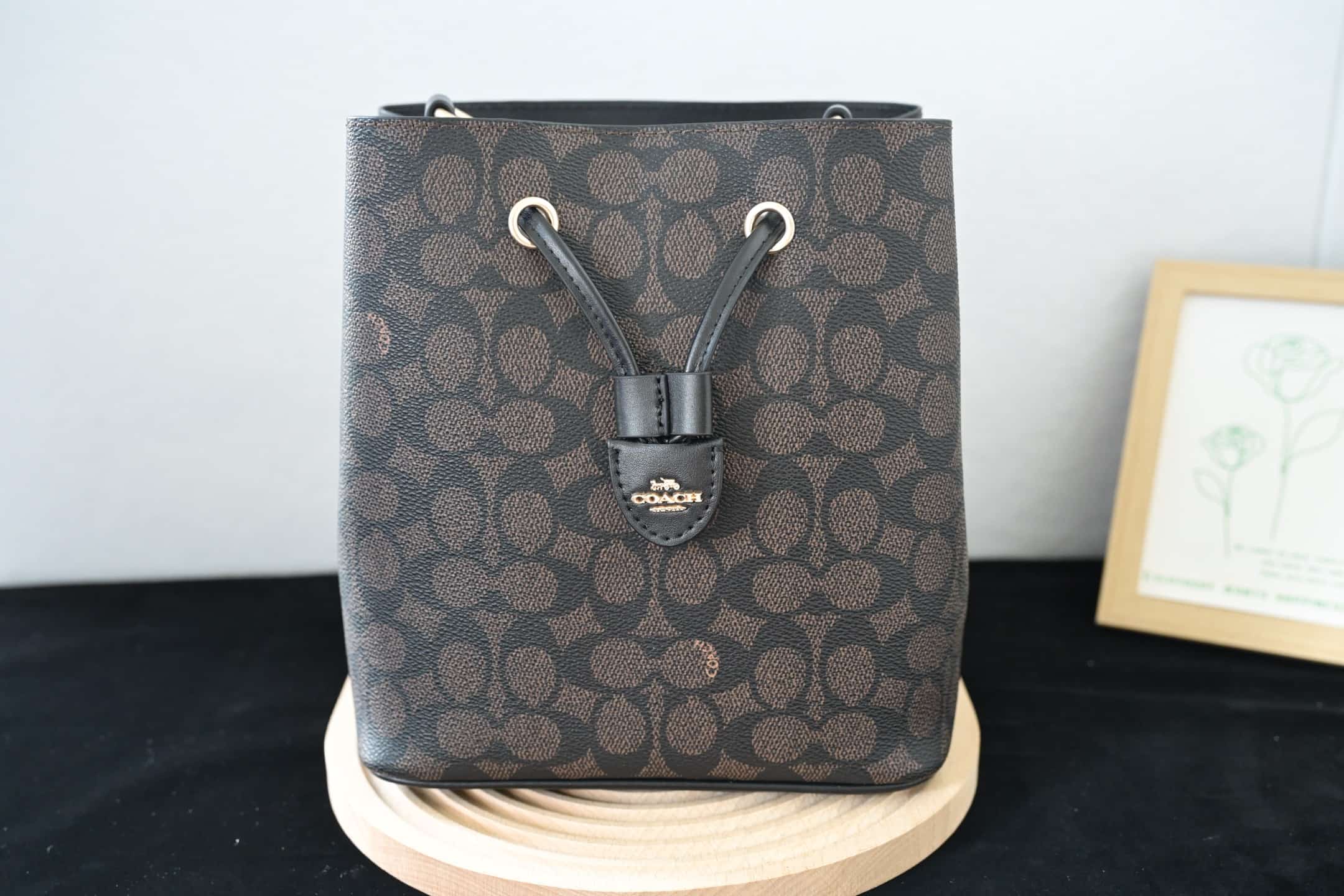 COACH Rowan Bucket Bag In Walnut Signature Canvas High
