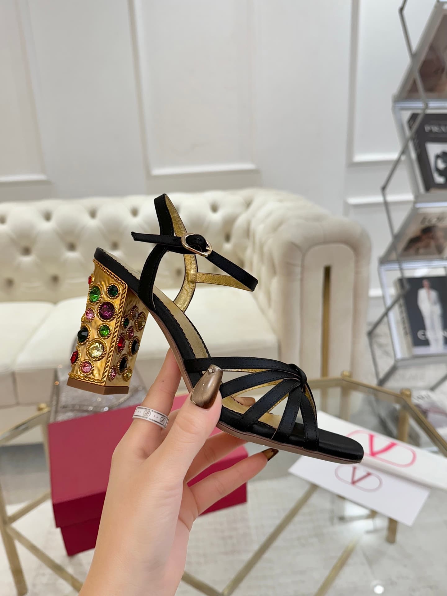 Valentino Preshoes Satin Sandal With Crystals Shoes Women