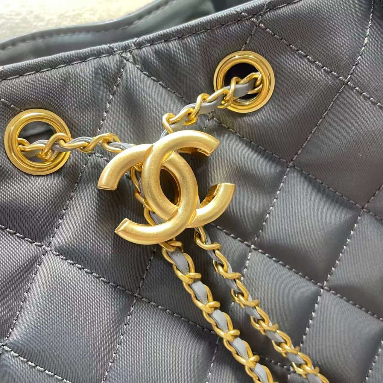 Chanel 25 Medium Hobo handbag AS5311 Canvas & Gold-Tone Metal Drak Blue  A