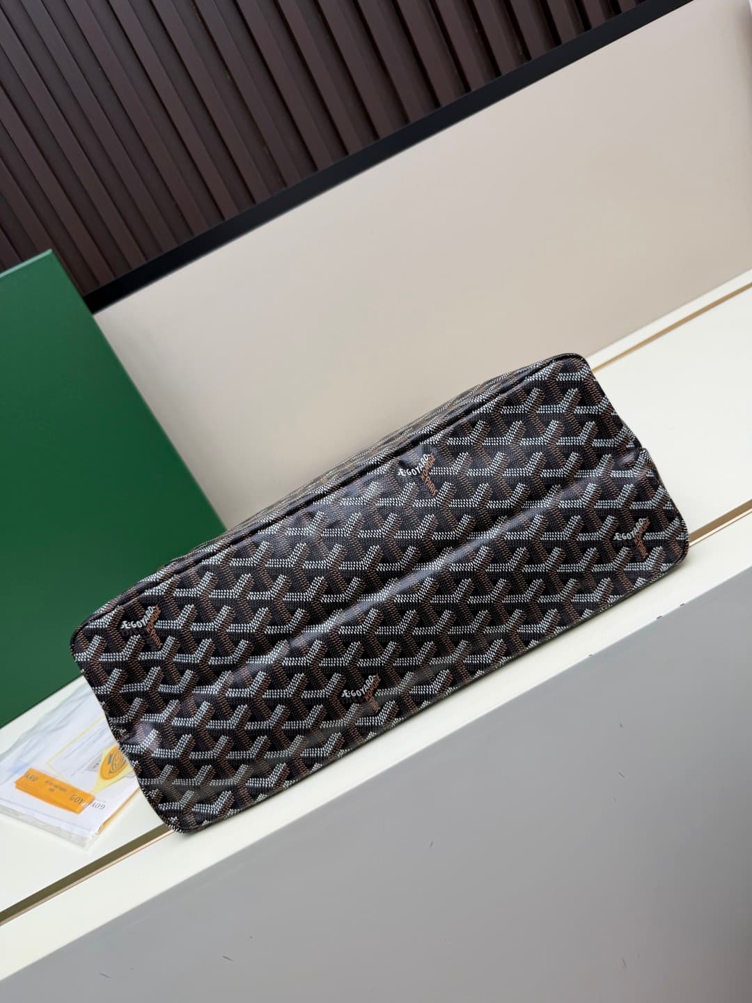 Goyard Bohème Brown Hobo Bag Chevron Canvas and White Painted Mascot High