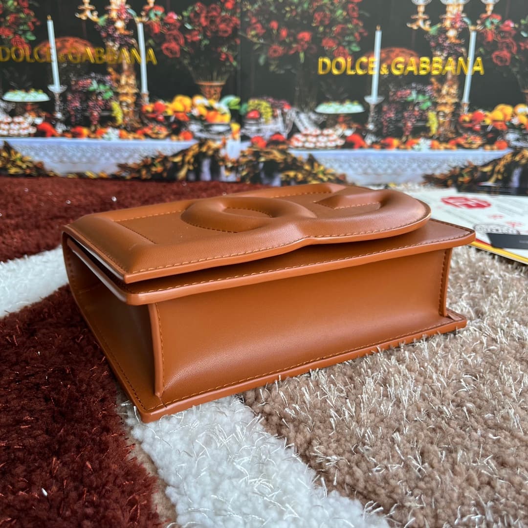 Dolce & Gabbana Brown calf leather DG Logo crossbody bag high