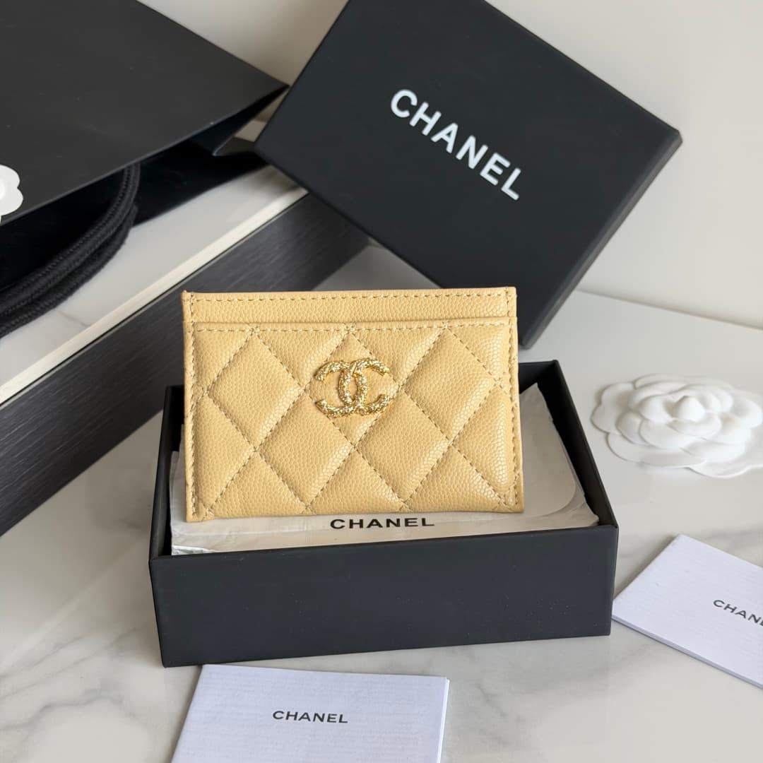 Chanel Card Holder Grained Calfskin Strass& Gold-Tone Metal AP5072 High