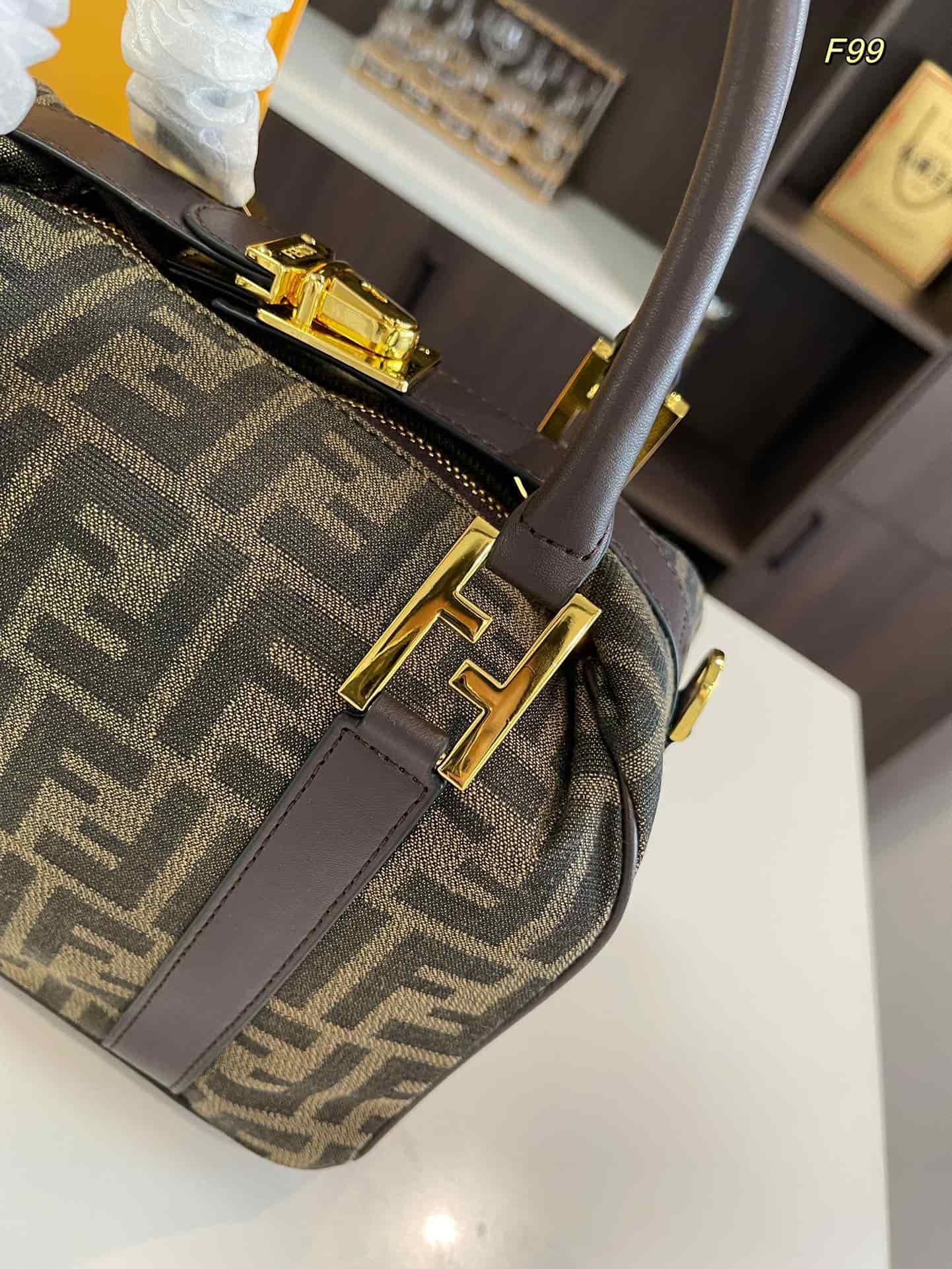 Fendi Zucca Boston 2 way Bag