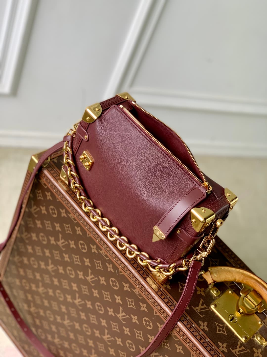 Louis Vuitton Side Trunk MM Calf leather M25669 Wine Red High