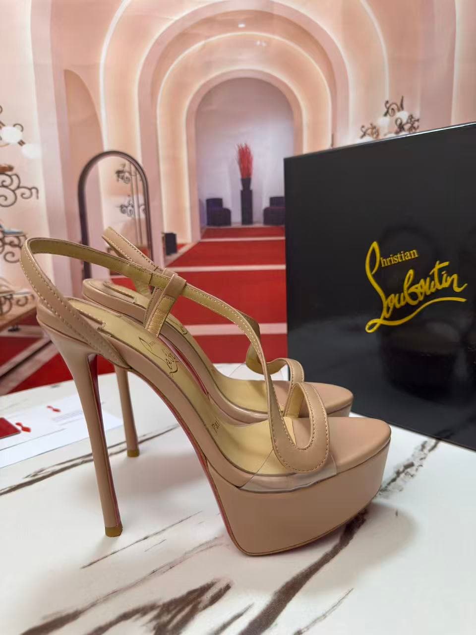 Christian Louboutin Rosalie Alta 150 blush leather sandals