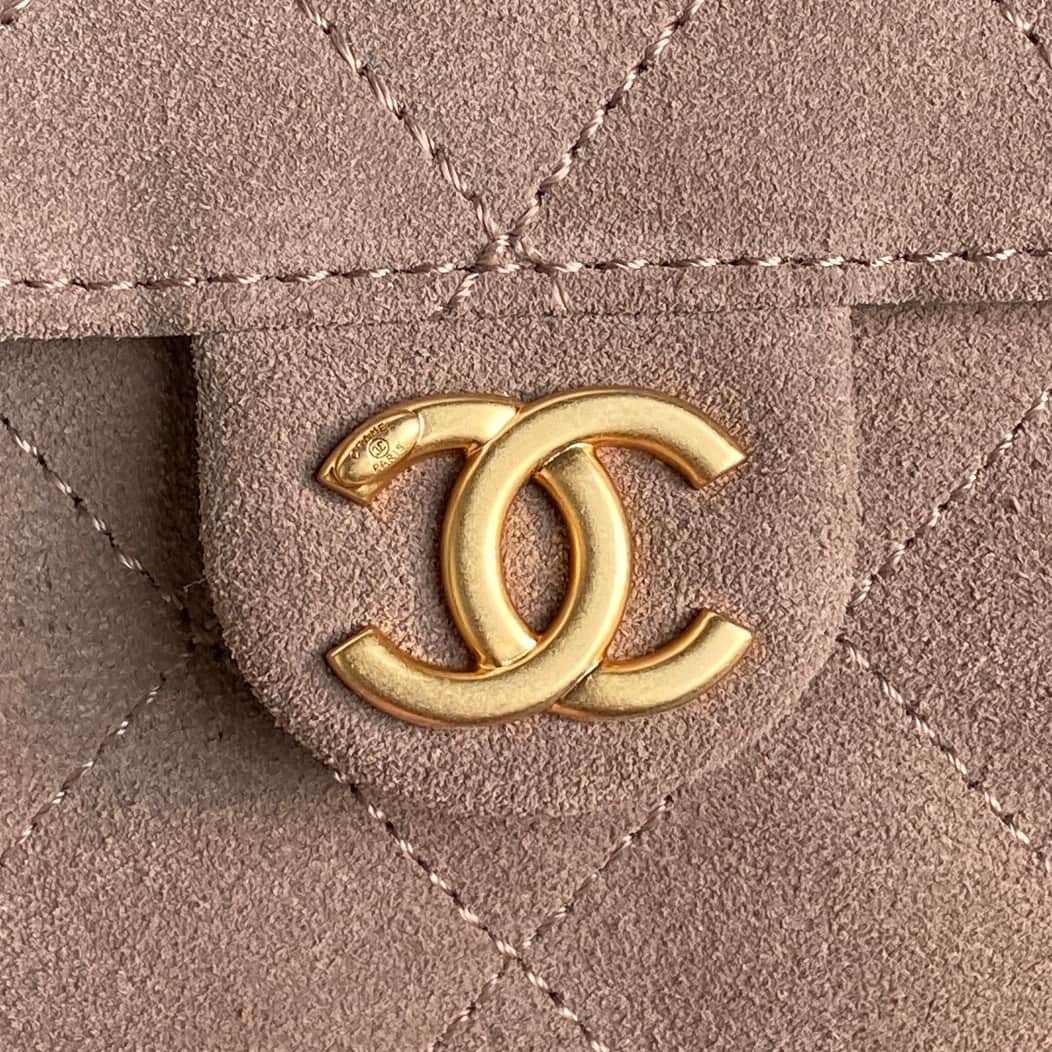 Chanel 25 Small Hobo handbag AS5293 Suede & gold-tone metal Beige A