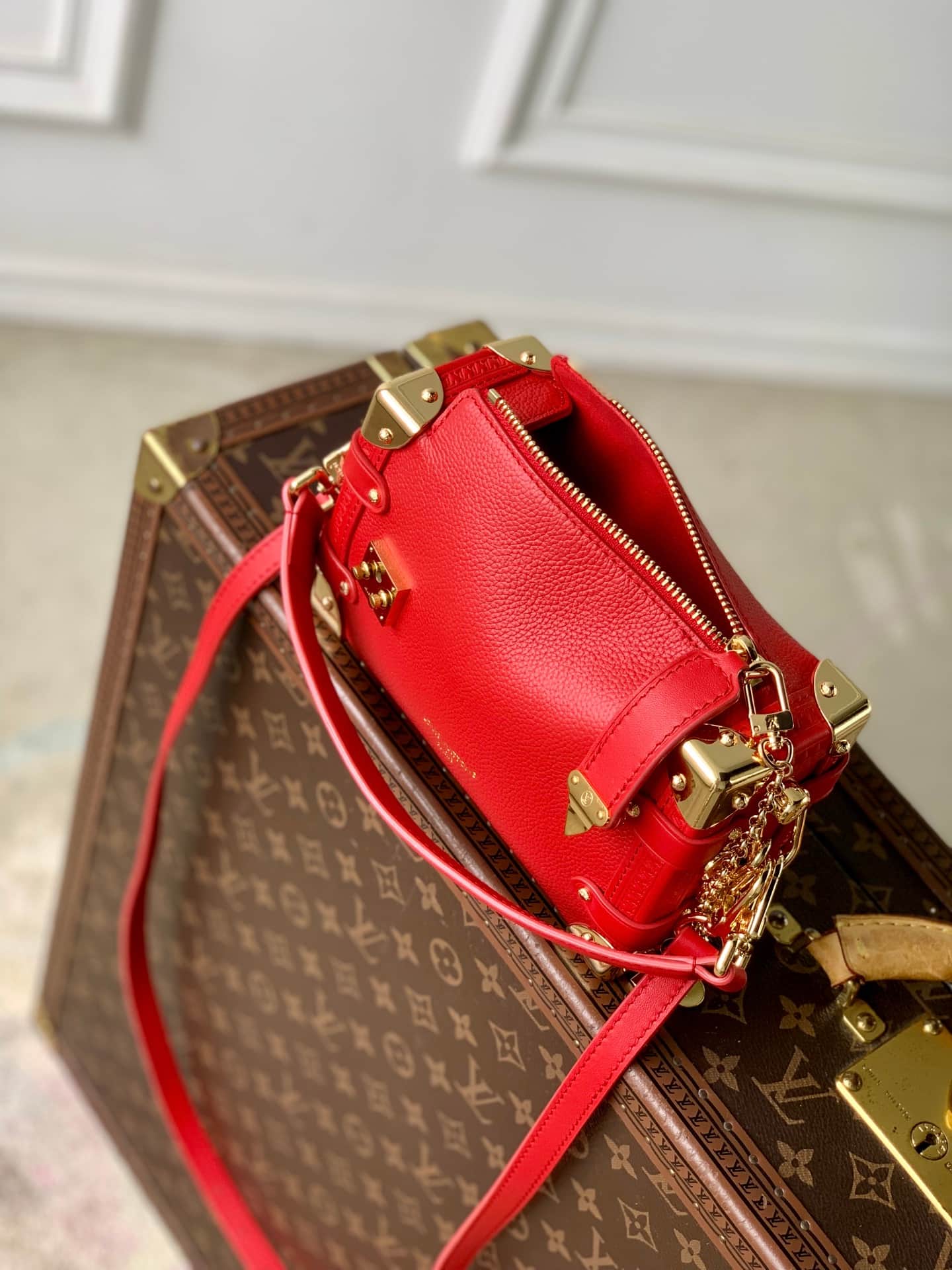 Louis Vuitton Side Trunk PM Sari Red Calf leather M28333 High