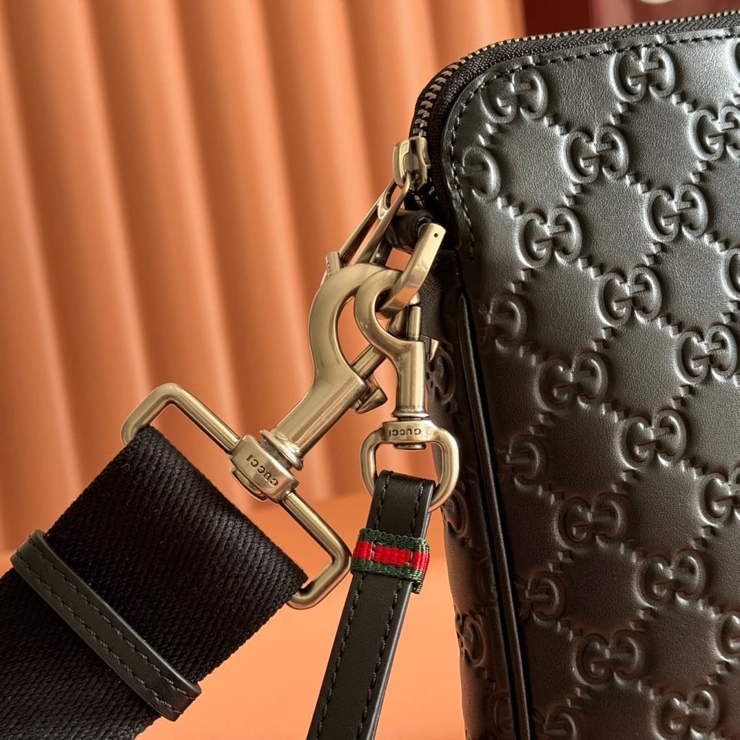 Gucci GG Emblem medium crossbody bag Black embossed GG smooth leather 850214 High