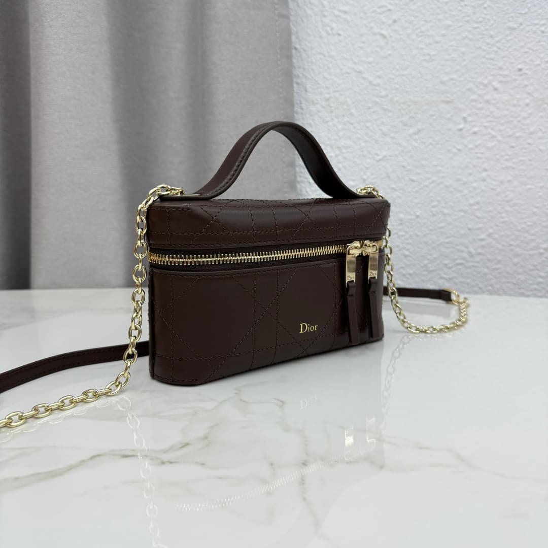 Dior Trianon Soft Vanity Bag Coffee Lambskin S4613 High