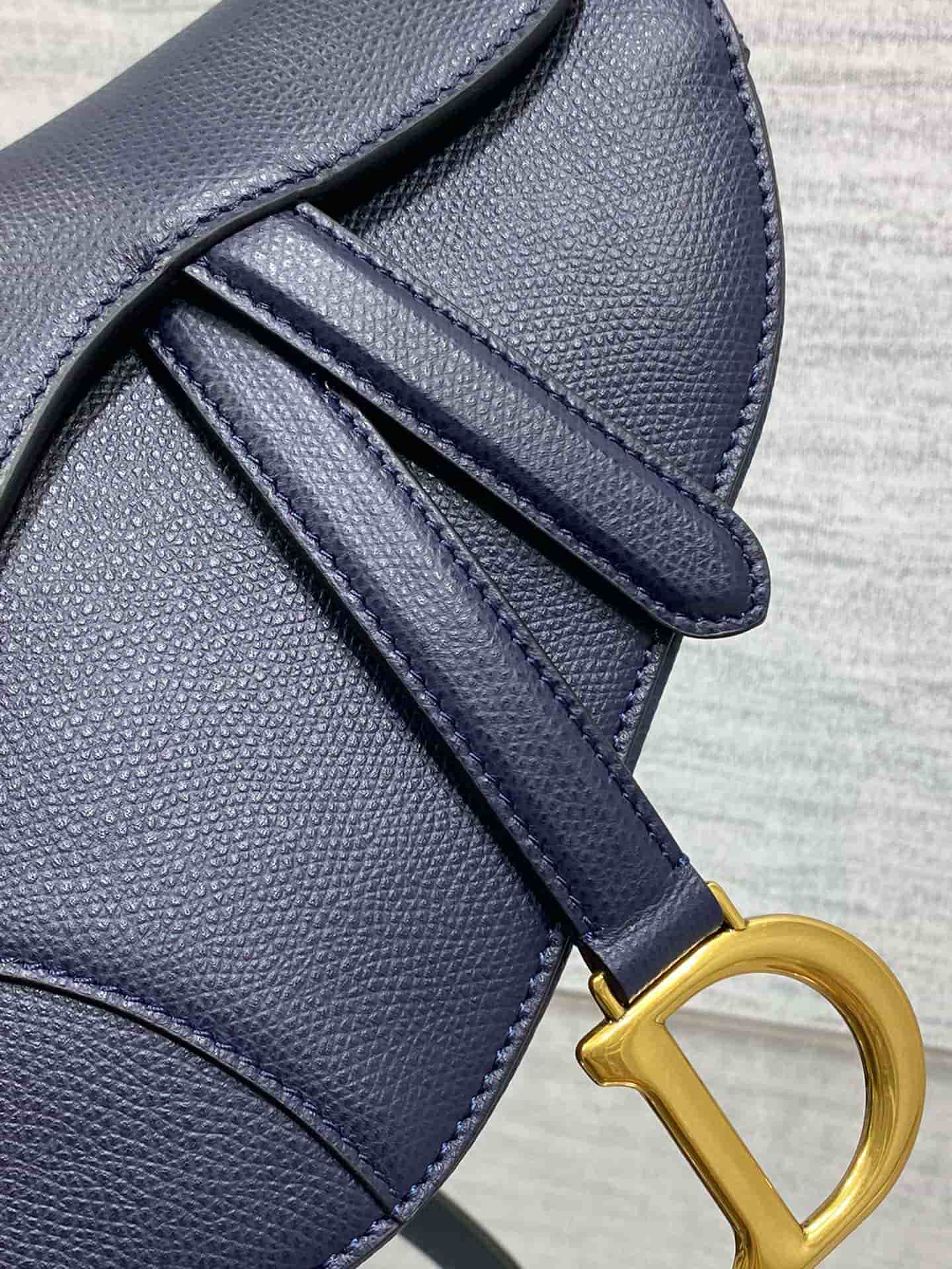 Mini SADDLE BAG Grained Calfskin  Navy Blue High