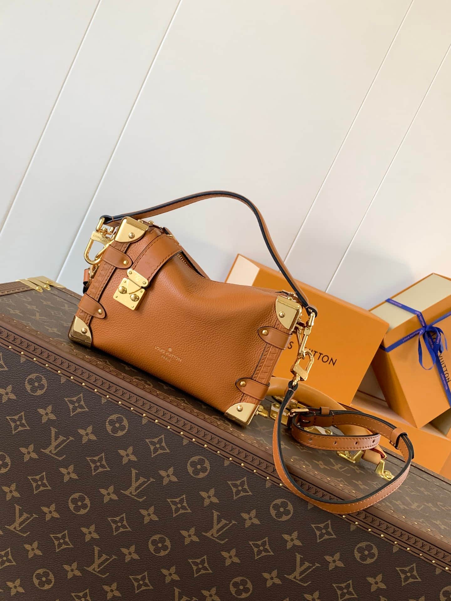 Louis Vuitton Side Trunk PM Tan Calfskin M23818 High
