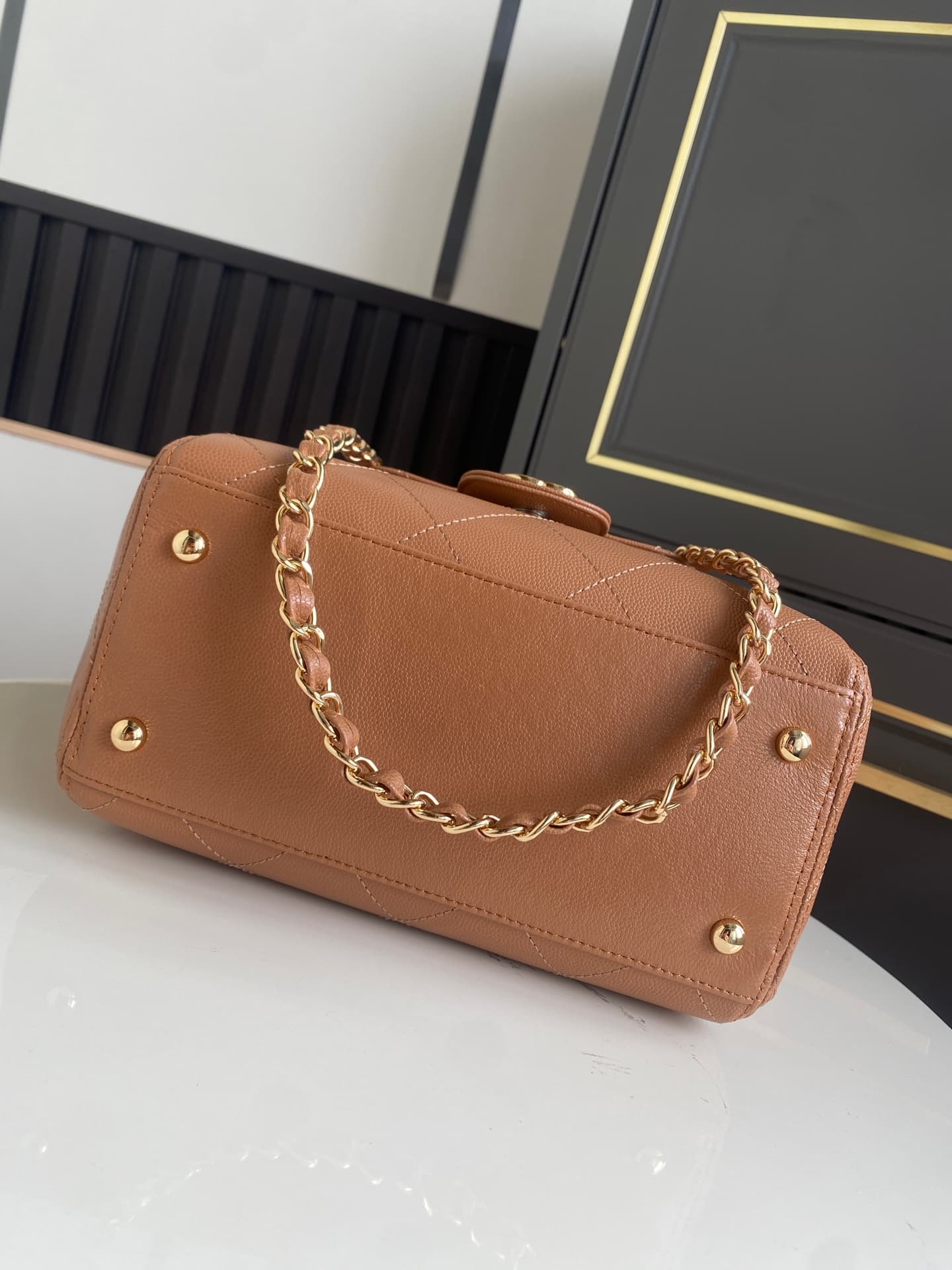 Chanel Tote Bag Grained Calfskin&Gold-Tone Metal Brown AS6025 High