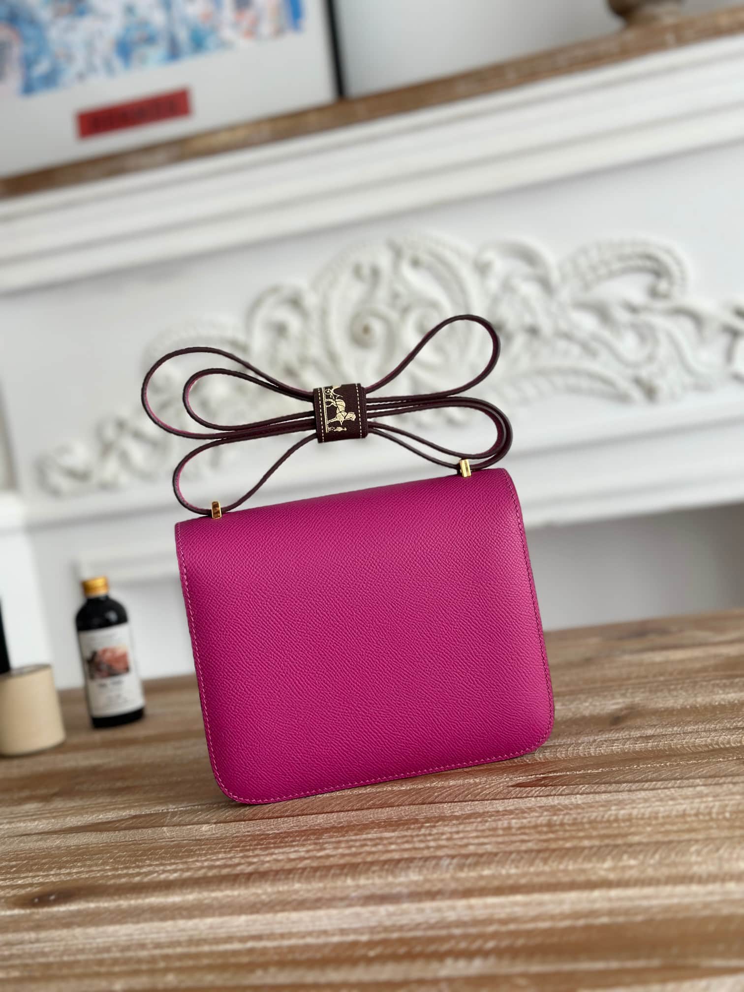 Hermes Mini Constance 18cm Epsom Bag WAX Rose Pourpre High