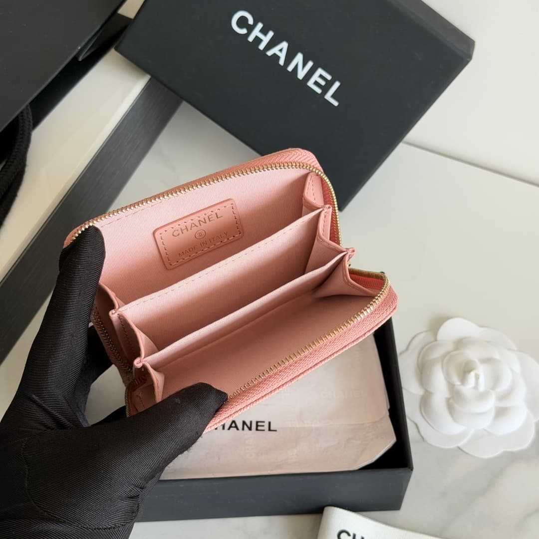 Chanel Coin Purse Shiny Grained Calfskin Strass & Gold-Tone Metal AP5078 High