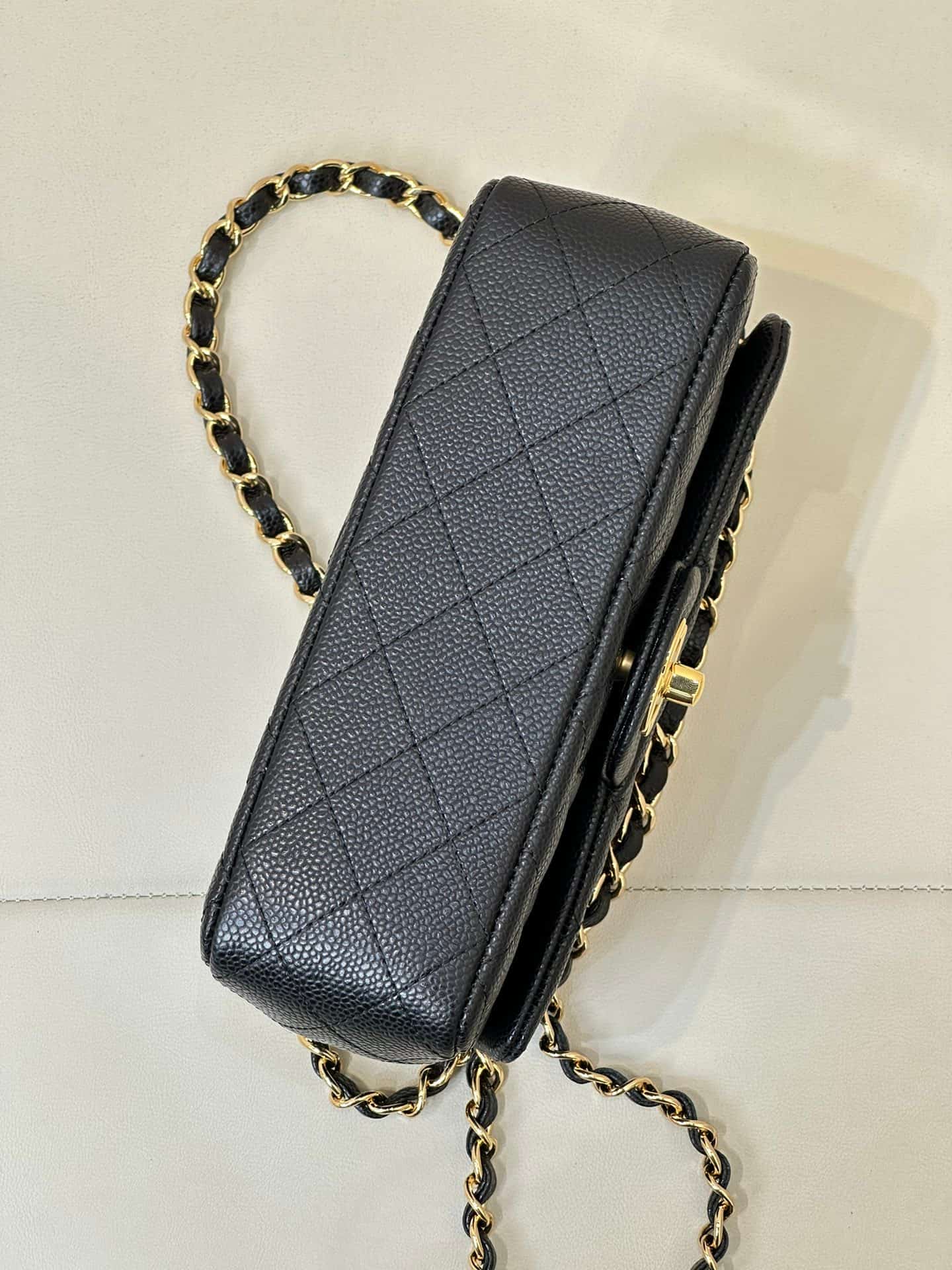 CHANEL Mini Classic Handbag Grained Calfskin & Gold-tone Metal A69900 Black TOP