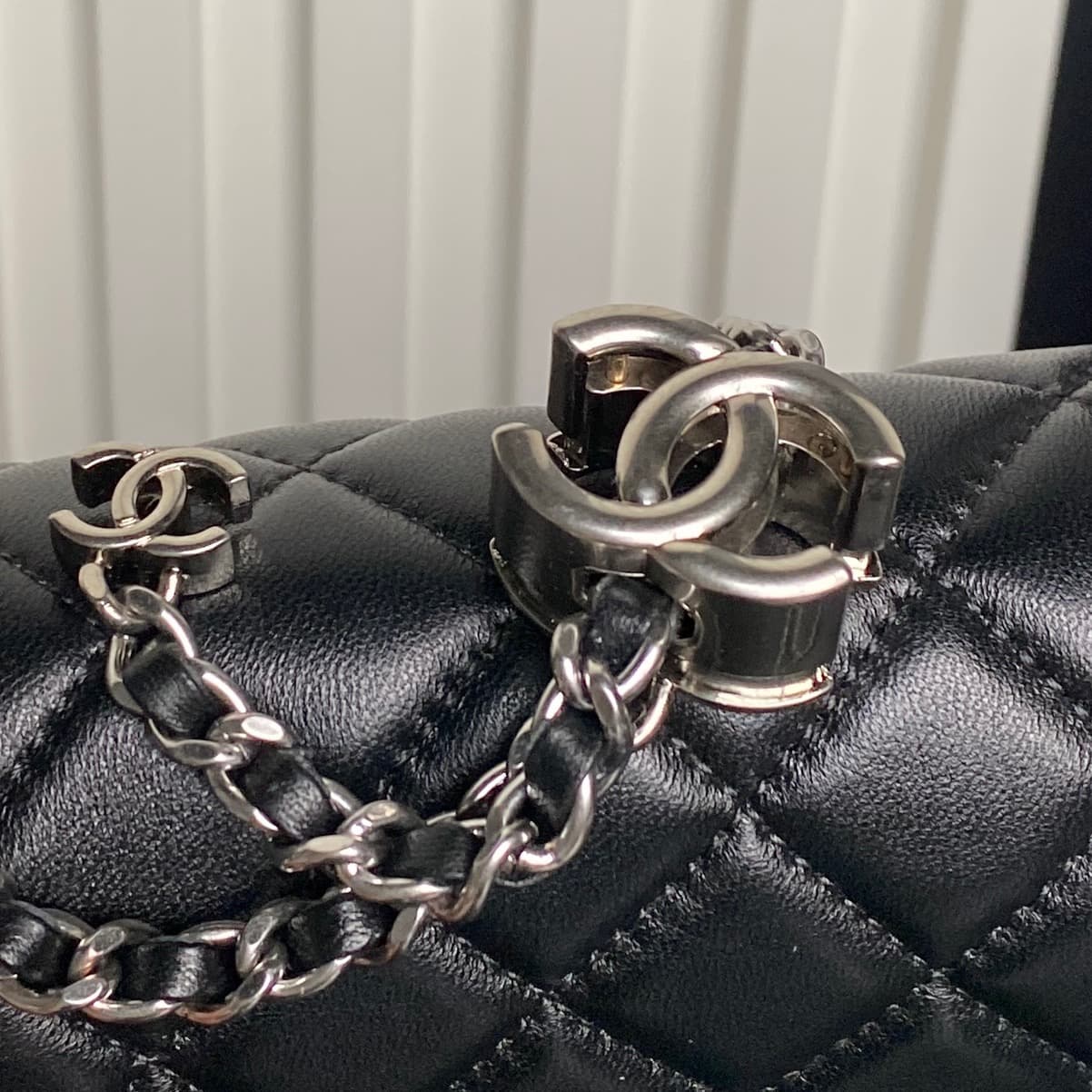 Chanel Classic Flap Bag Lambskin & Silver-Tone Metal AS5756 Black High