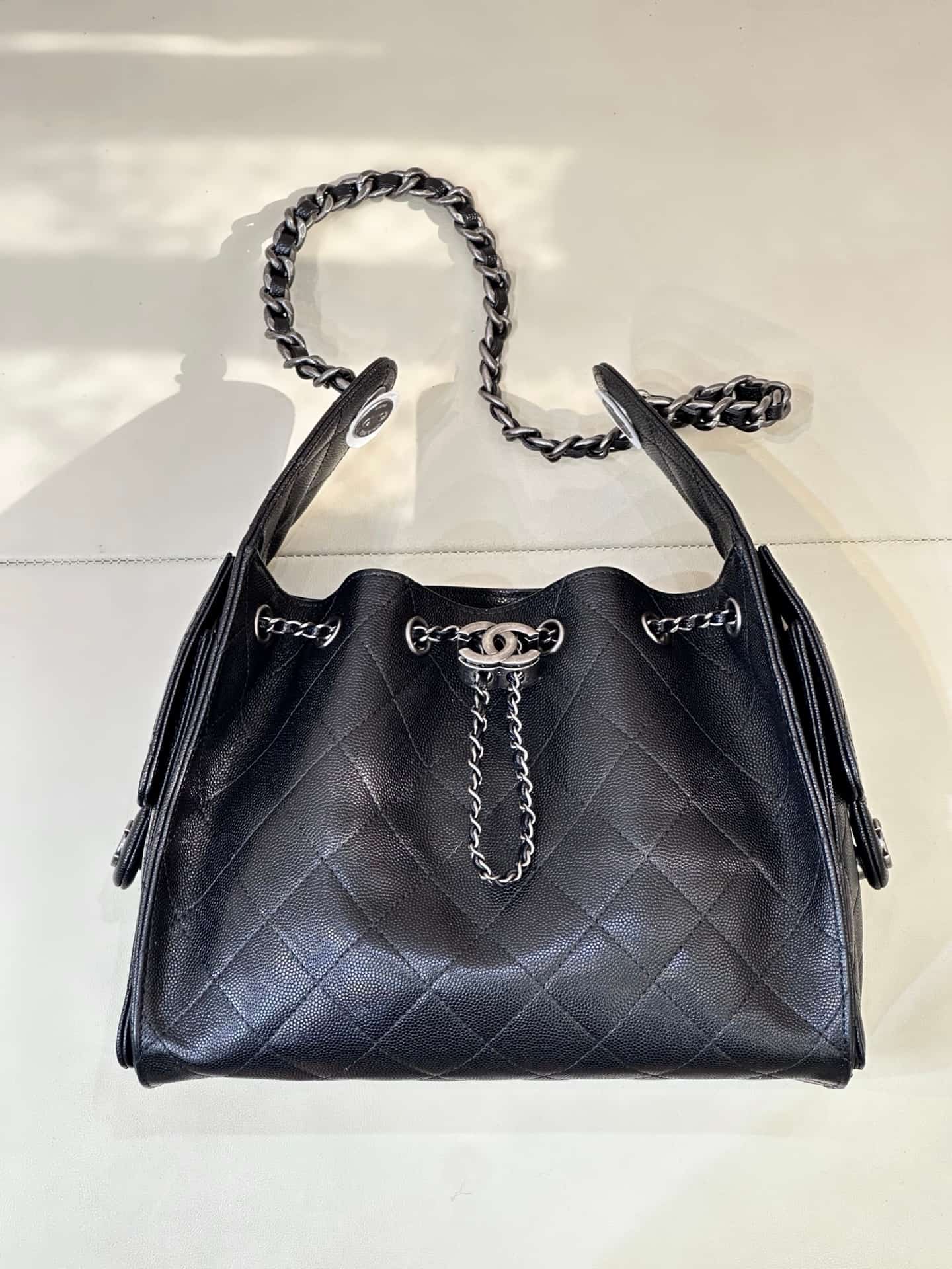 Chanel 25 Small Hobo handbag AS5293 Grained Calfskin & Silver-tone Metal Black TOP