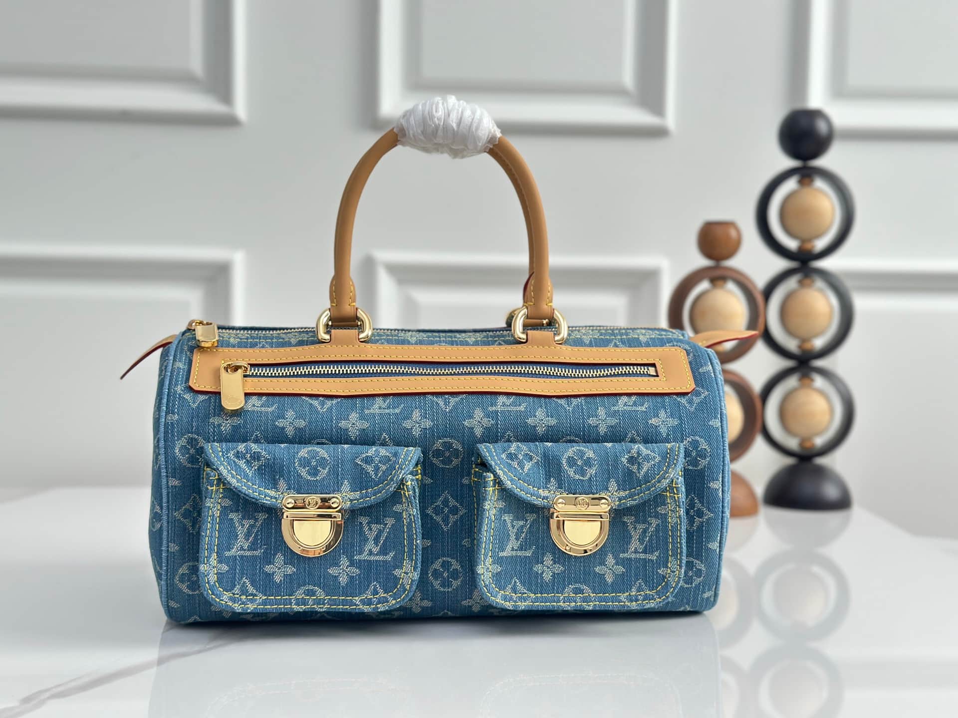 Louis Vuitton Neo Speedy Handbag in Blue Denim M95215 High