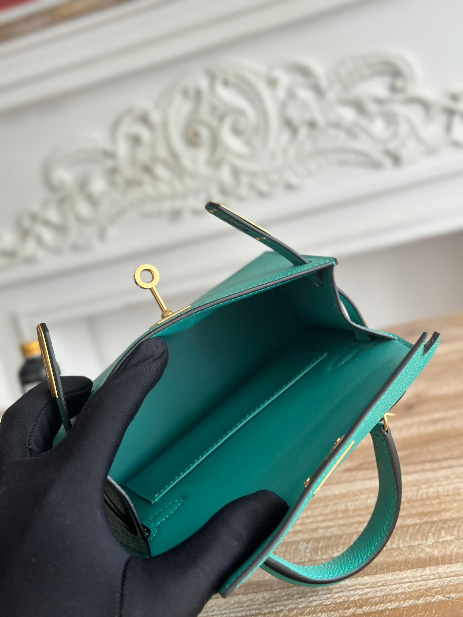 Hermes Kelly Mini II Bag Epsom Leather WAX Vert Veronese High