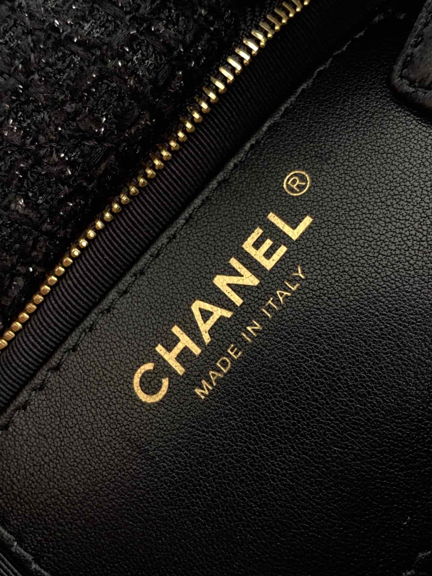 Chanel Mini Bow Bag Tweed & Gold-Tone Metal Black AS5849 A
