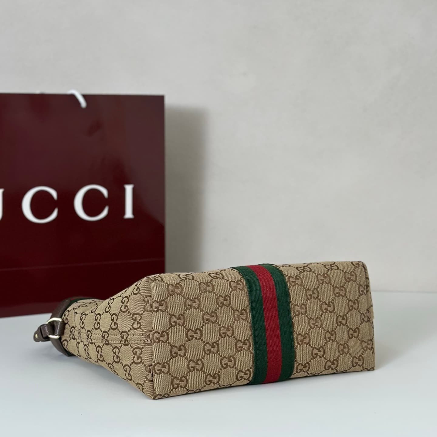 Gucci Giglio small tote bag 860845 beige and brown GG canvas High