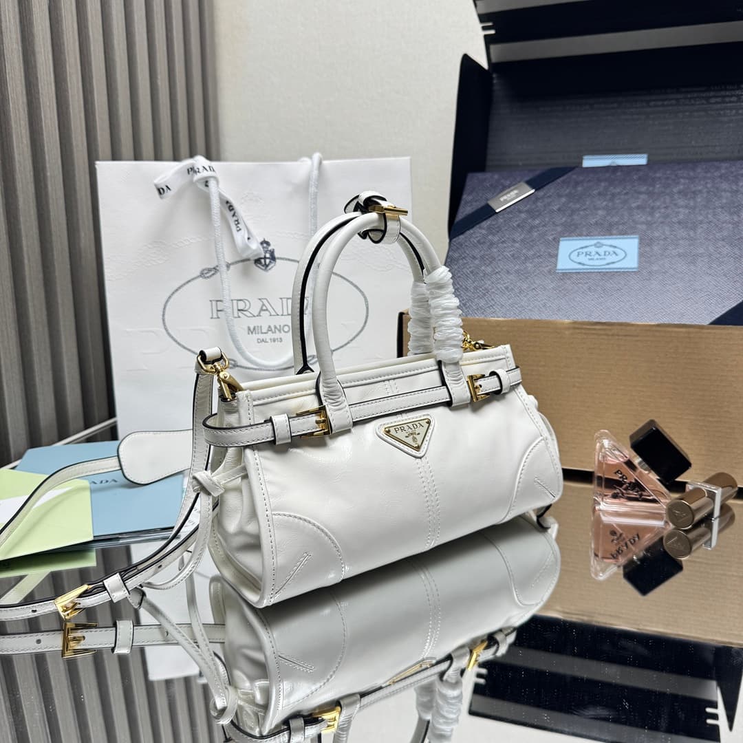 Prada Bonnie leather mini handbag Calfskin leather 1BA486 White High