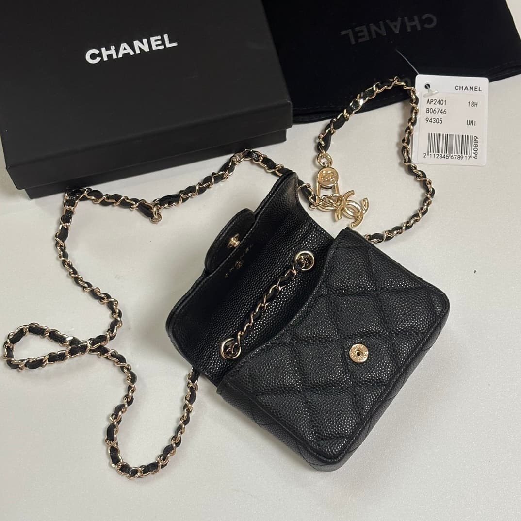 Chanel  Mini Flap Card Holder on Chain AP2401 A