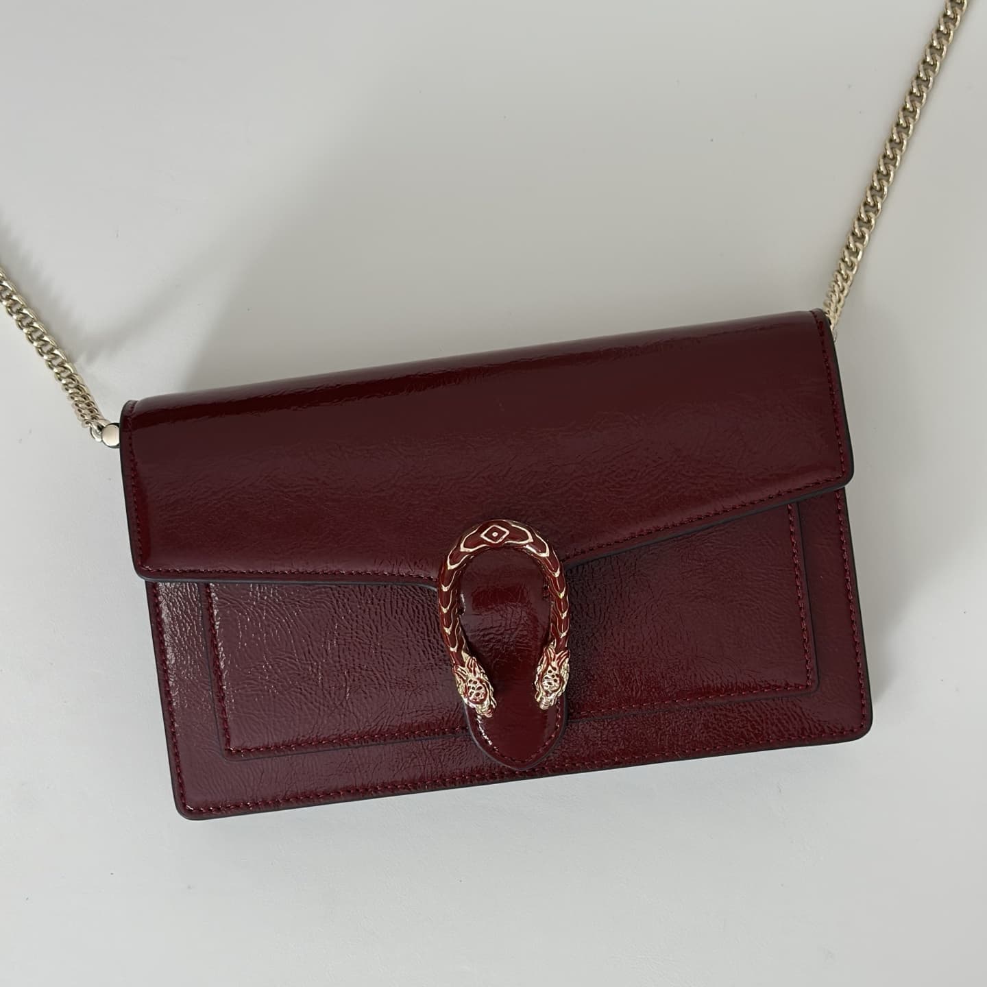 DIONYSUS WALLET ON CHAIN 837374 Red leather High