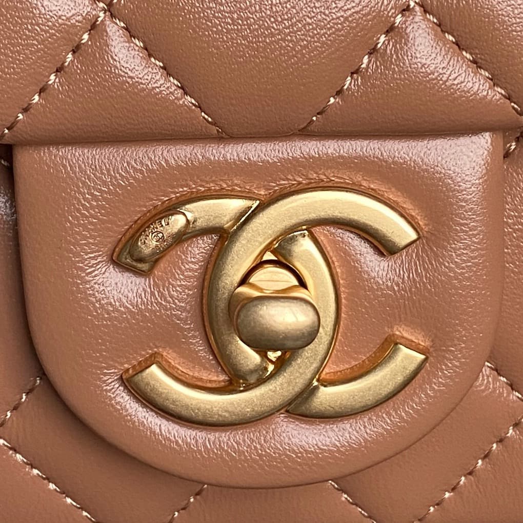 Chanel Classic Flap Bag Lambskin & Gold-Tone Metal AS5756 Tan High