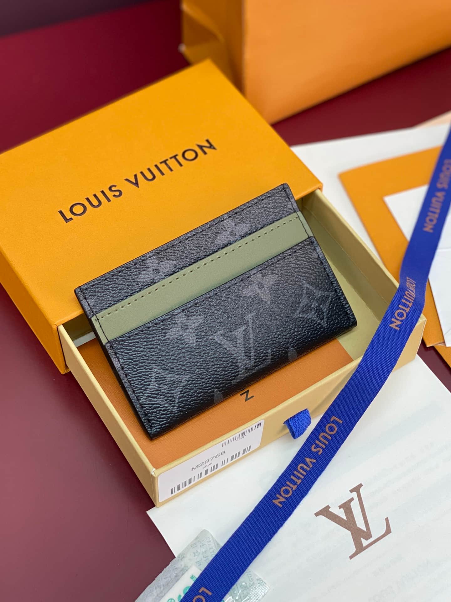 Louis Vuitton Double Card Holder Khaki Green Monogram Eclipse coated canvas M29768 High