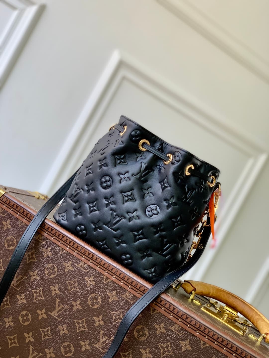 Louis Vuitton Coussin Bucket bag Monogram-embossed lambskin M26216 black high