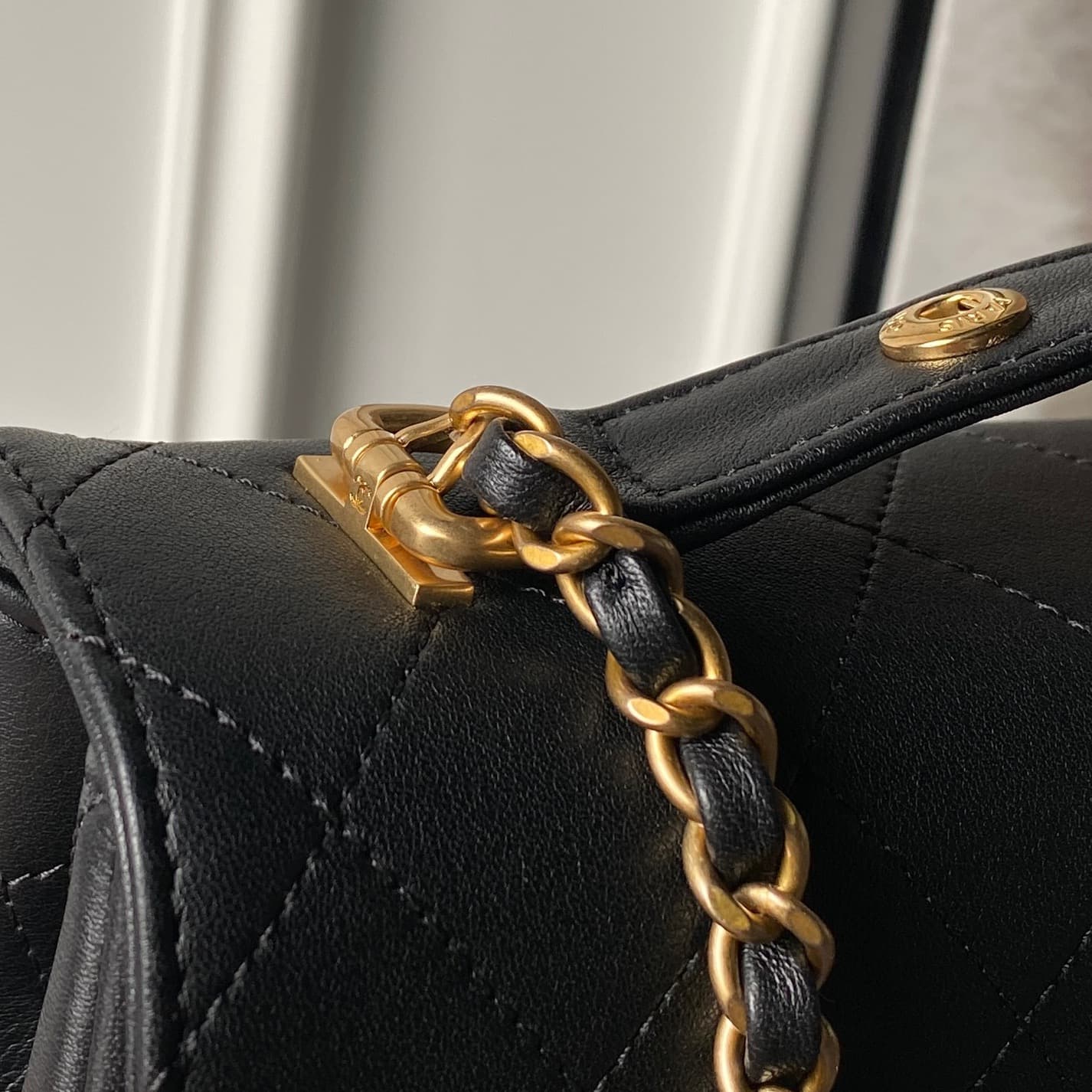 Chanel Flap Bag Calfskin Leather & Gold-Tone Metal Black AS5907 A