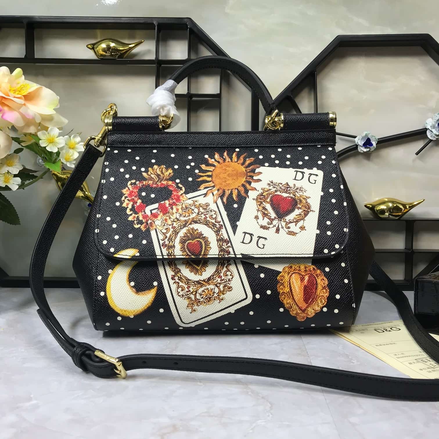 Dolce & Gabbana Miss Sicily top handle bag with multicolor print leather High