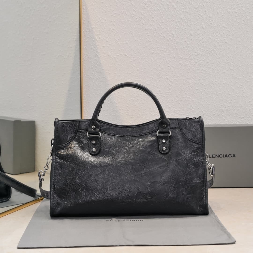 WOMEN'S LE CITY Medium Bag Silver Metal Black High