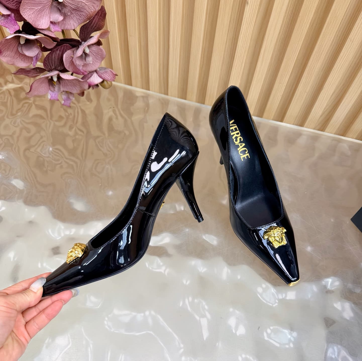 Versace La Medusa patent leather pumps shoes women