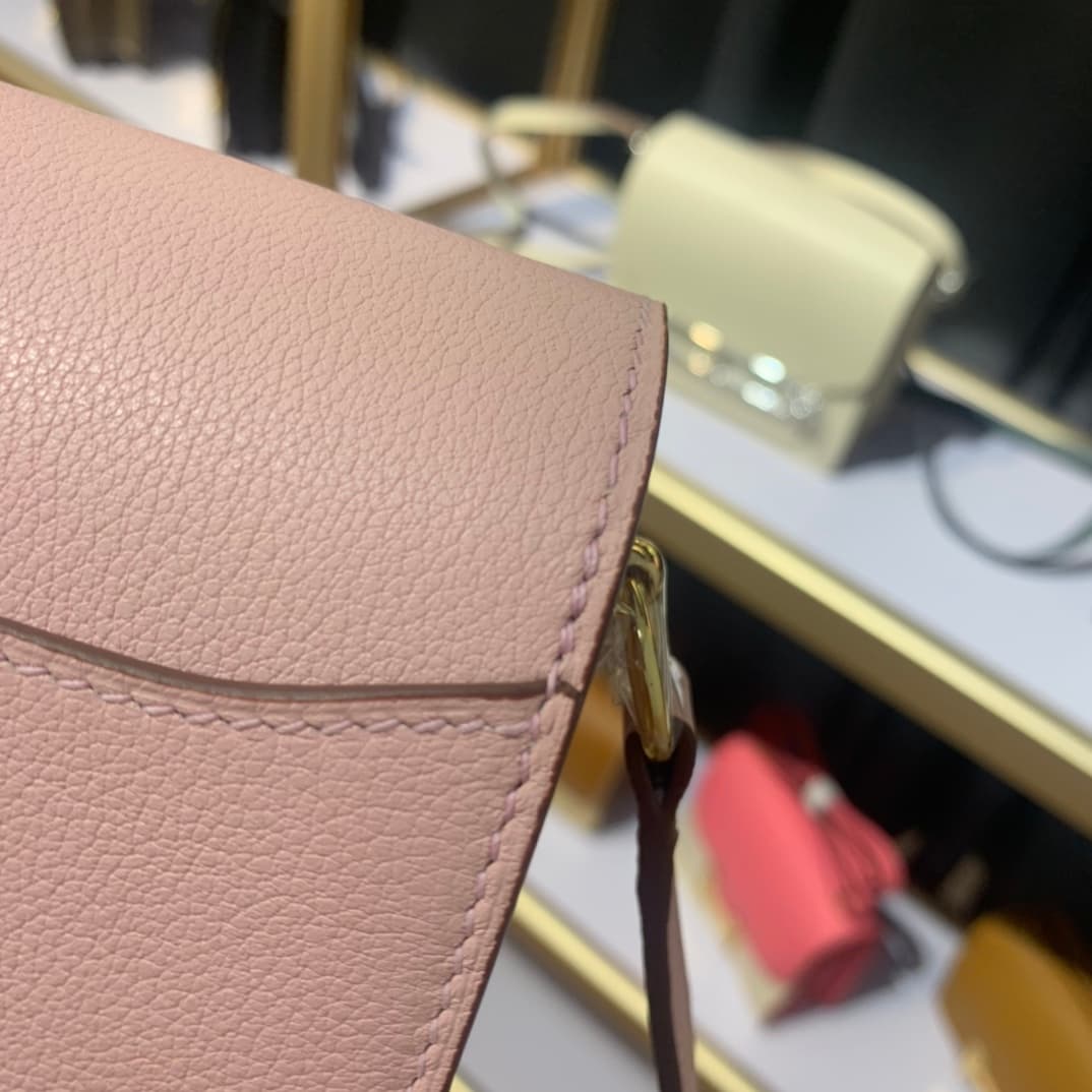 Hermes Roulis wallet in Pink Calfskin Etoupe WAX Gold/Silver-Metal High