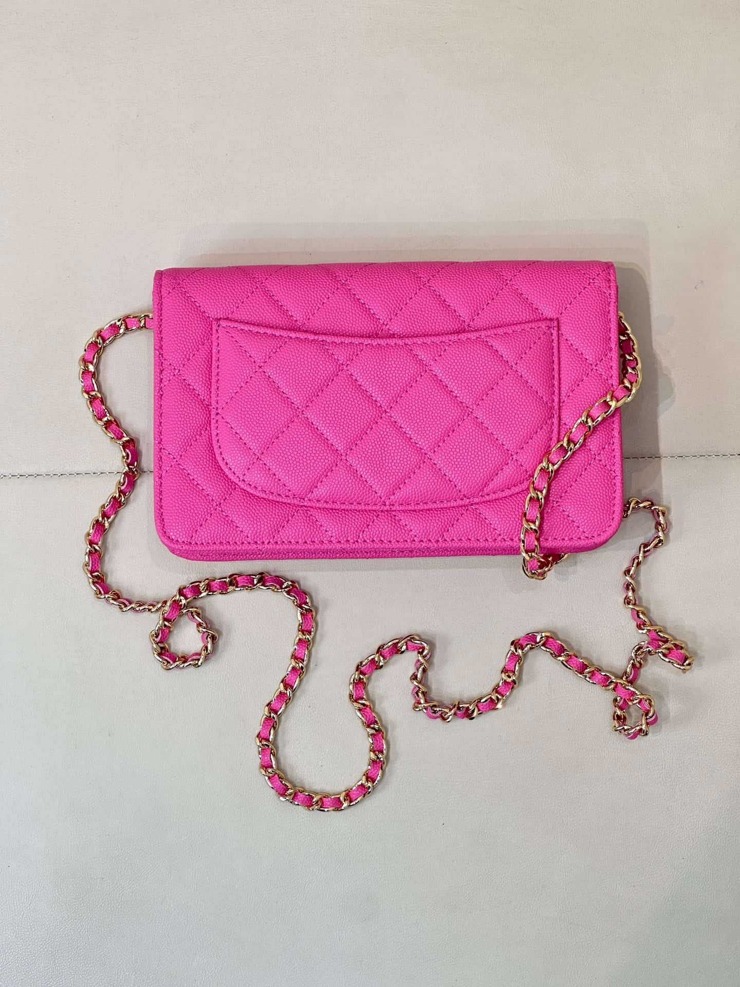 Chanel Wallet on Chain Grained Calfskin& Gold-tone Metal AP0250 Plum Red TOP
