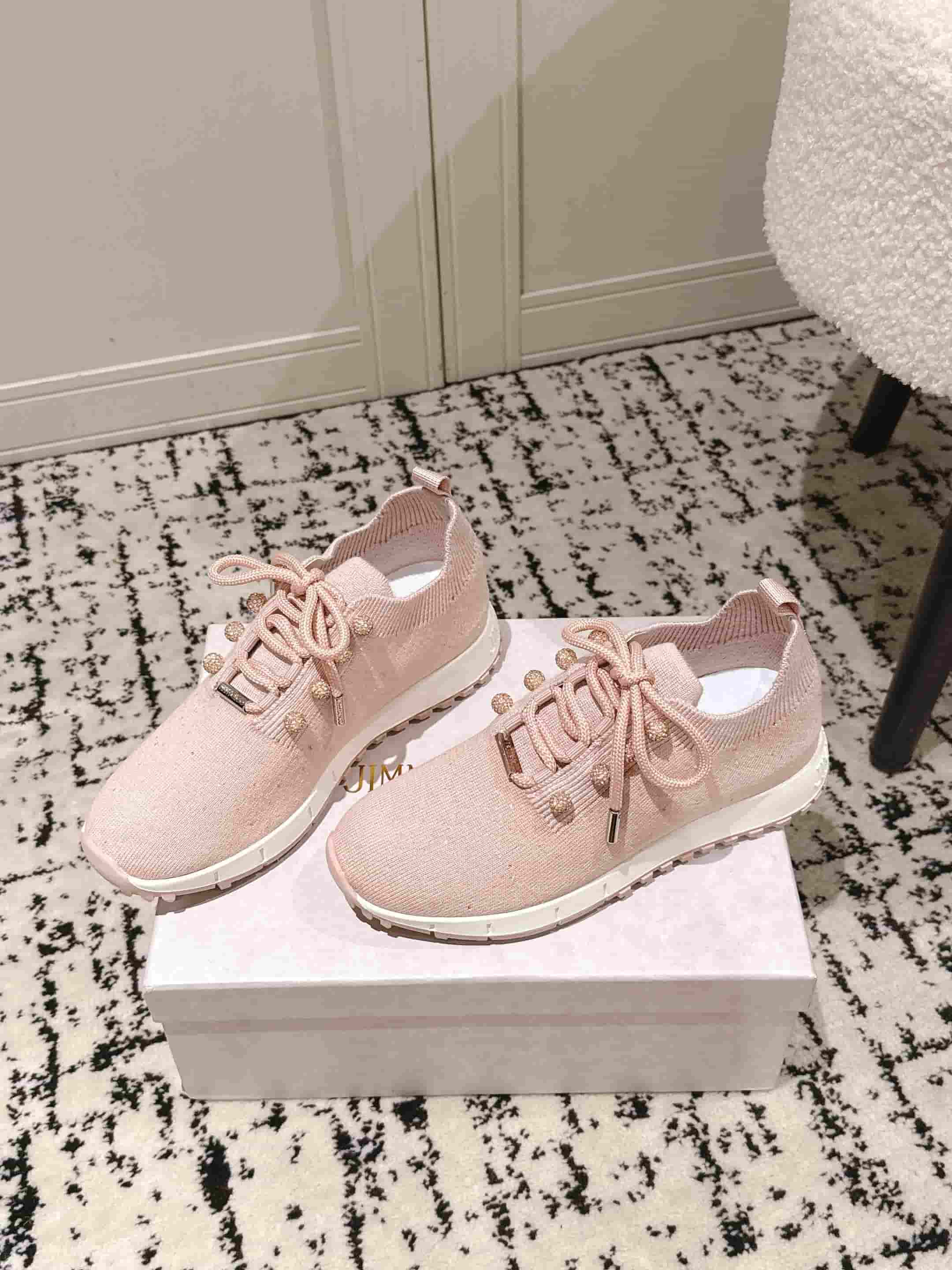 Jimmy Choo Veles Imitation Pearl Knit Sneaker Shoes Women