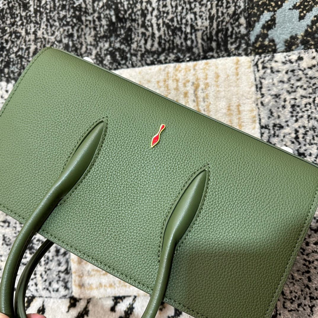 Christian Louboutin Paloma leather tote bag in Green with spikes &studs High
