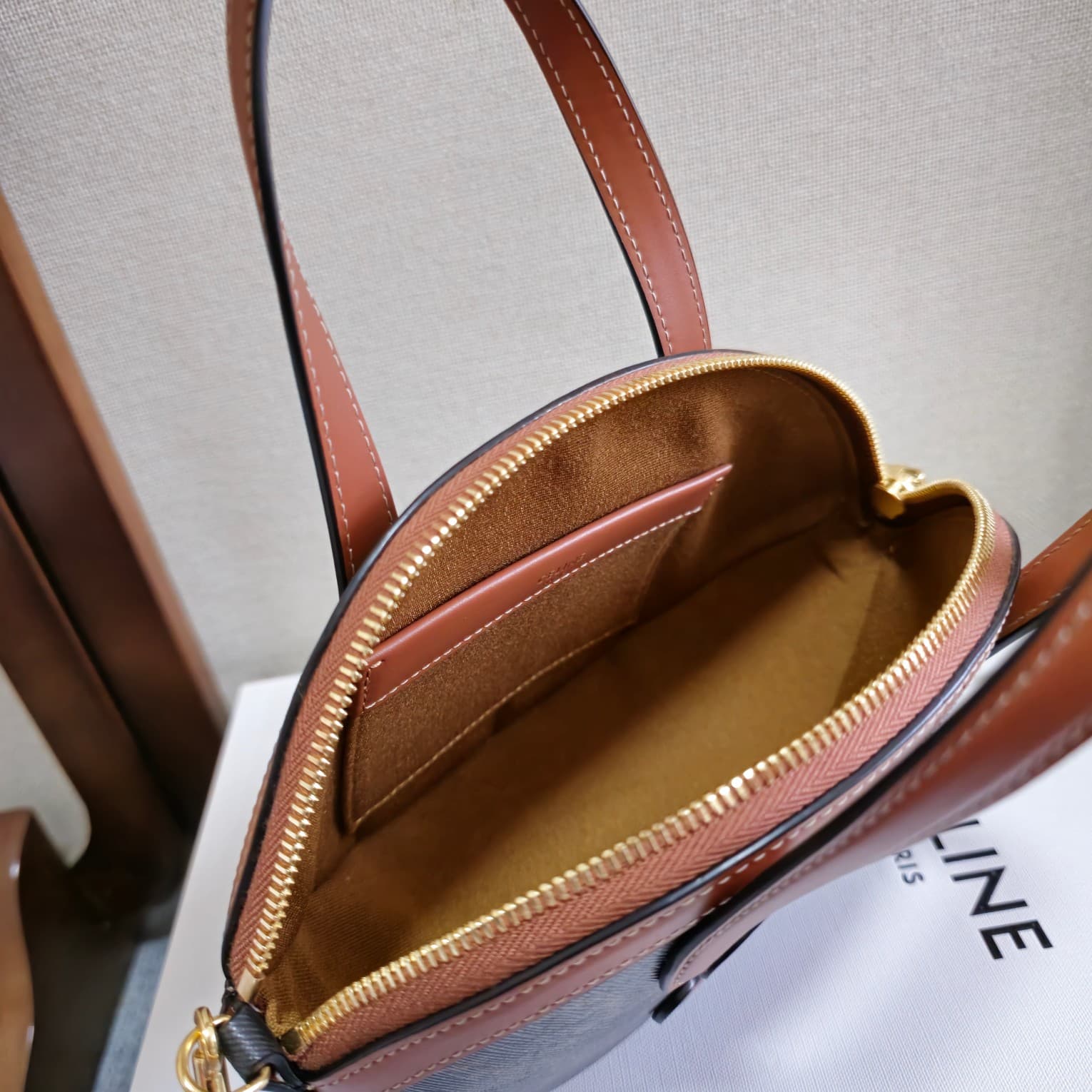 Celine Half Moon Case in Triomphe Canvas and Calfskin High