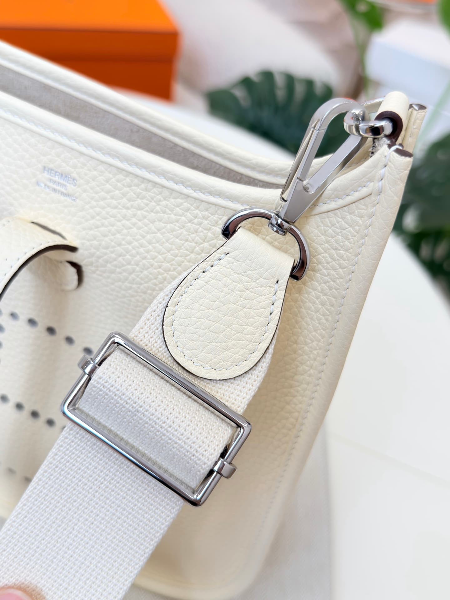 Hermes Evelyne Mini 23 Bag Calfskin In Nata WAX High