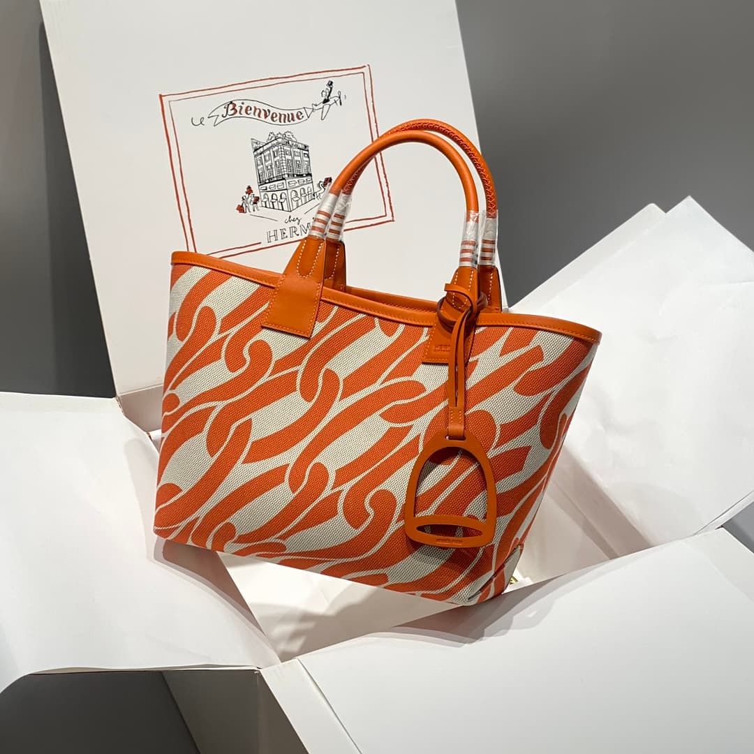 Hermes Steeple Bags Leather with Canvas WAX High