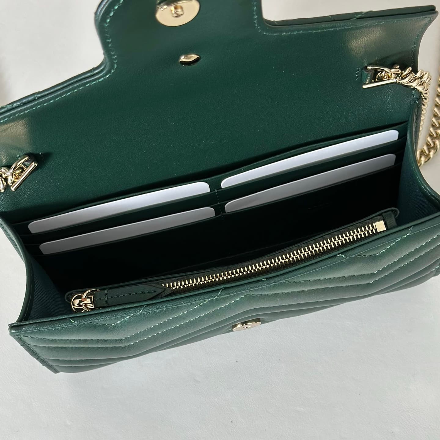 Gucci Marmont wallet on chain ‎Lambskin Drak Green 837745 High