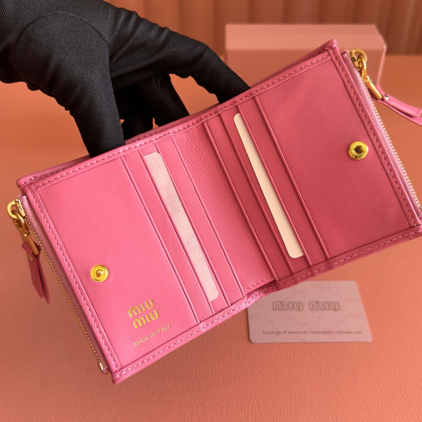 Miu Miu Begonia Pink Matelassé Nappa Leather Wallet 5MV017 TOP