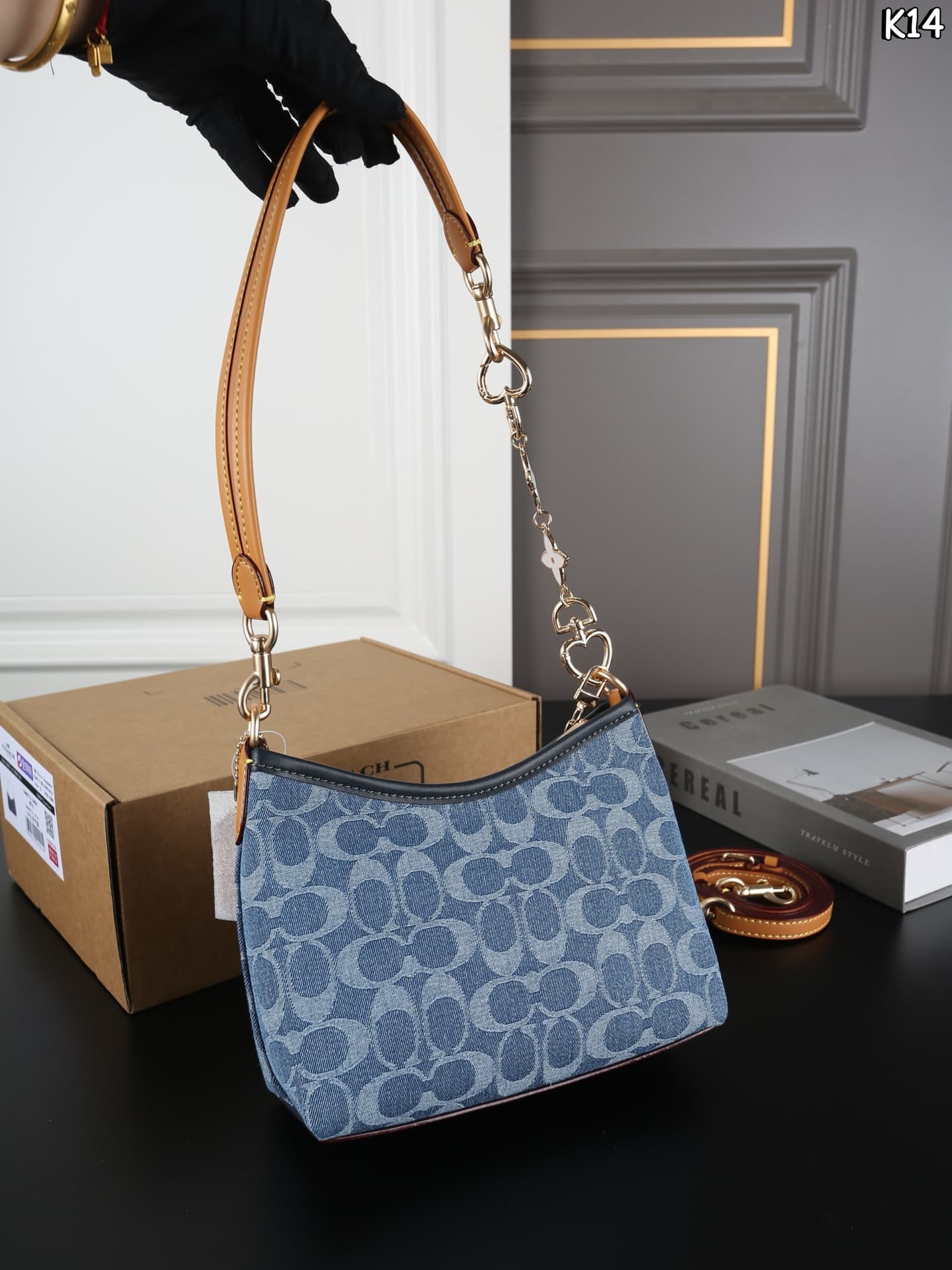 Coach Laurel Small Shoulder Bag Signature Denim  High