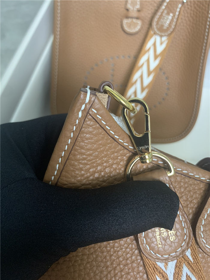 Hermes Evelyne III TPM Mini Bag Togo Leather In Gold WAX High