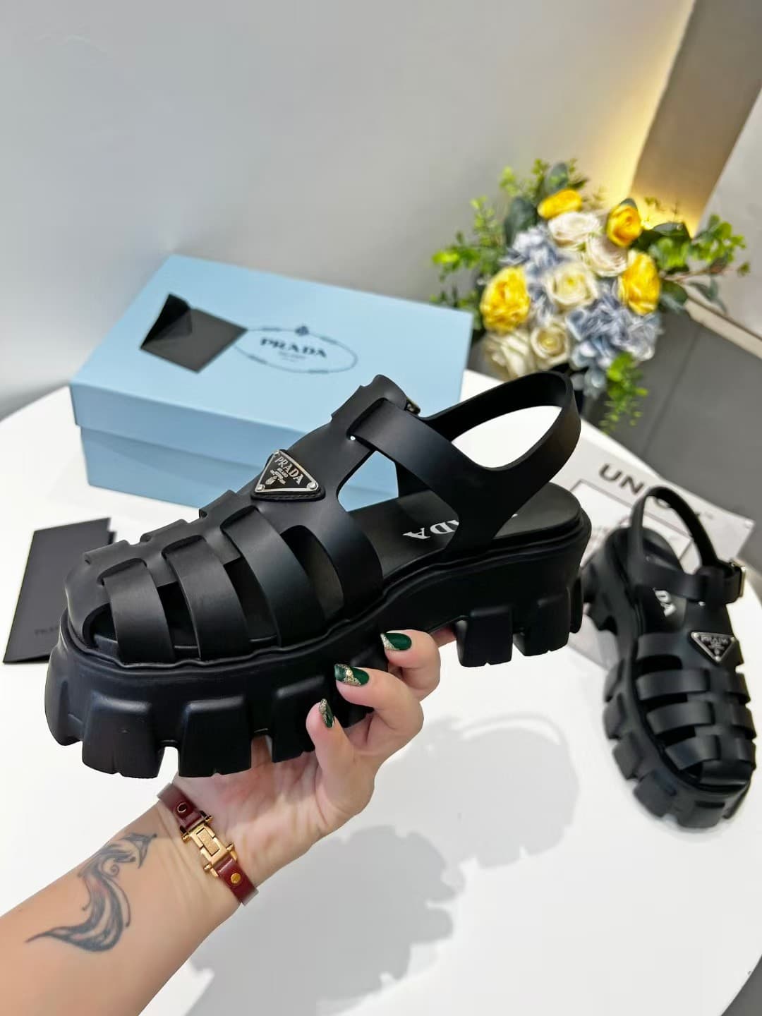 Prada Monolith Rubber Sandals