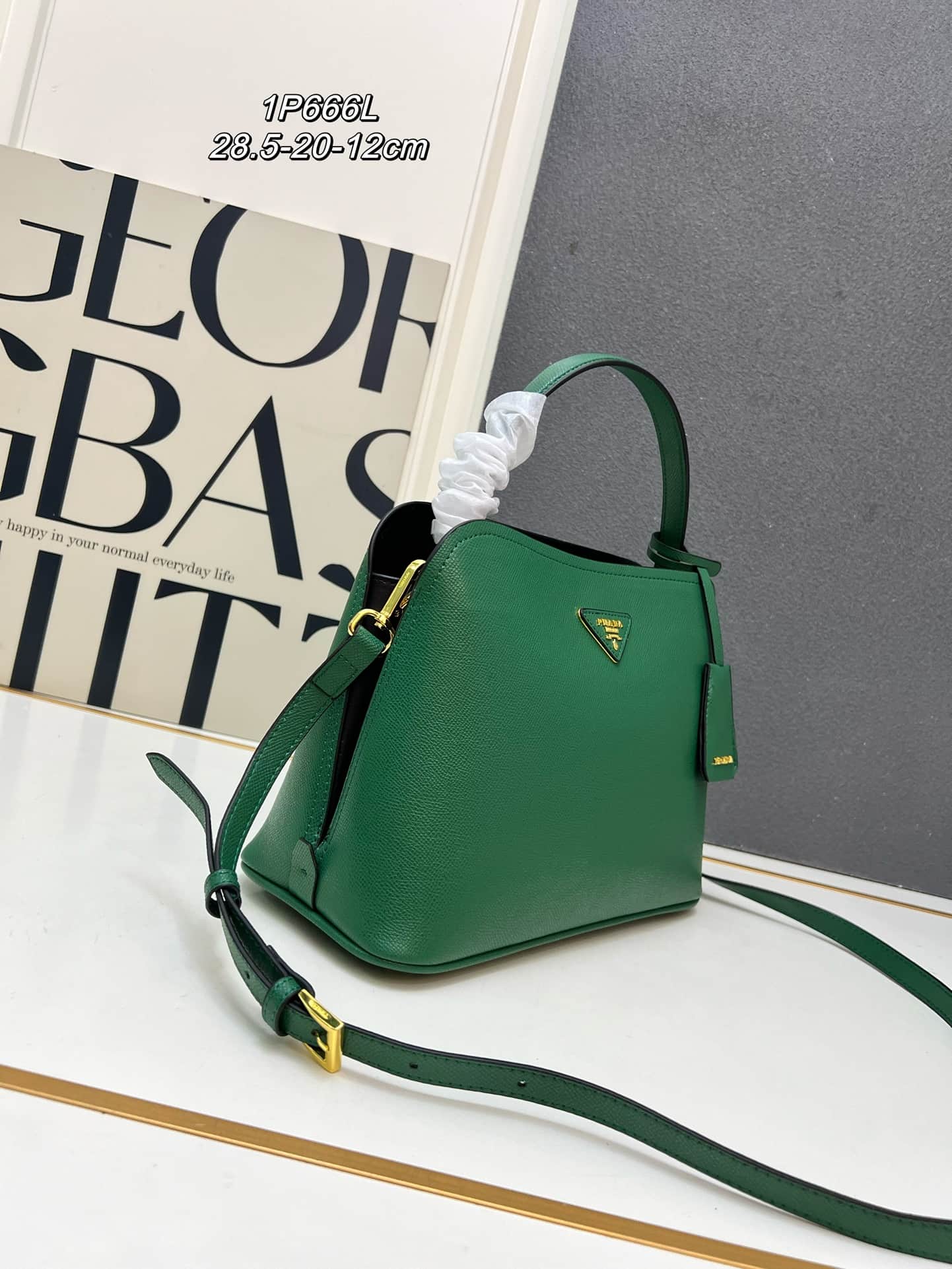 Prada Saffiano Leather Matinée Handbag Green
