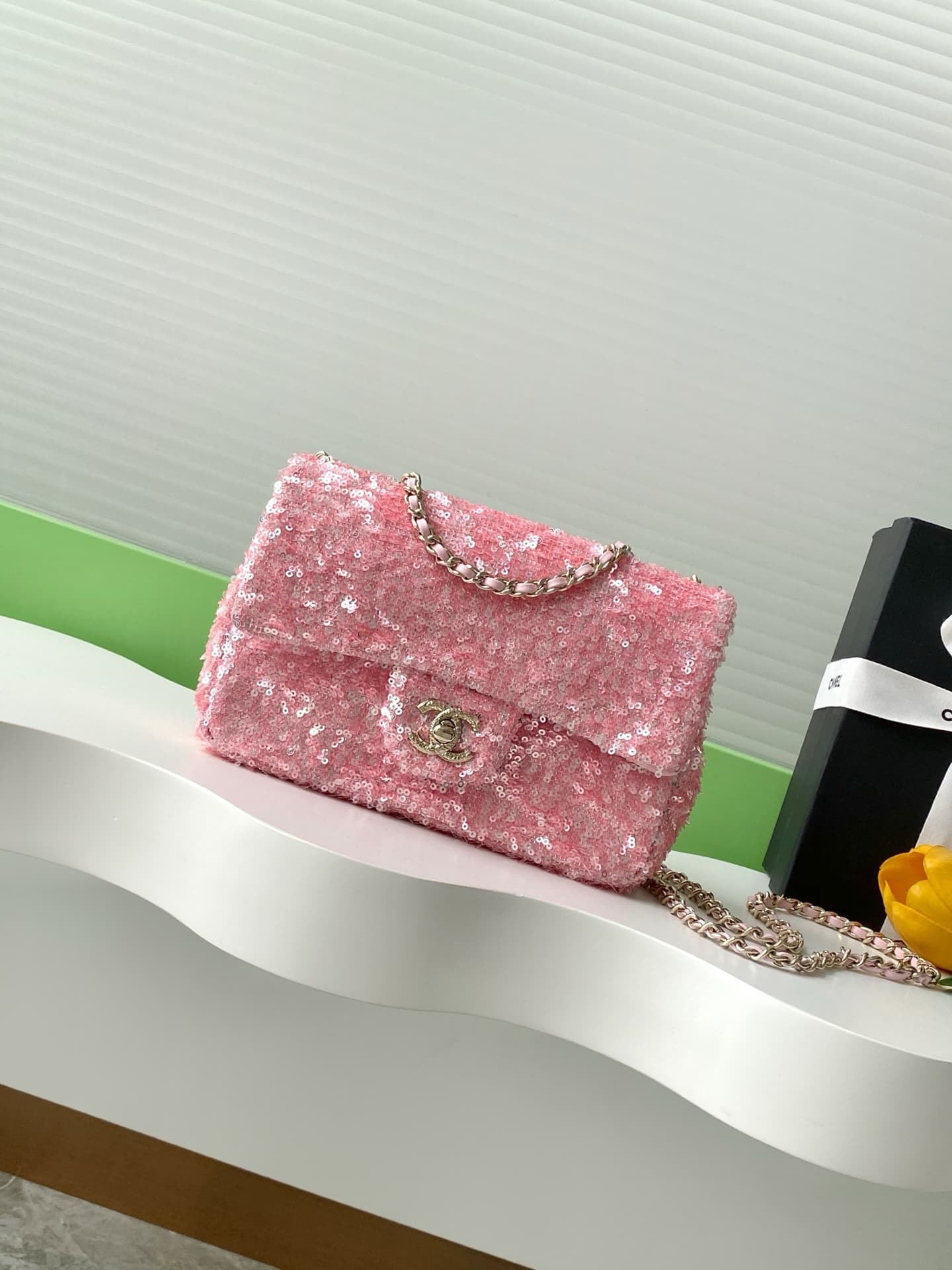 Chanel Flap Bag Sequins & Gold-Tone Metal AS4561  A