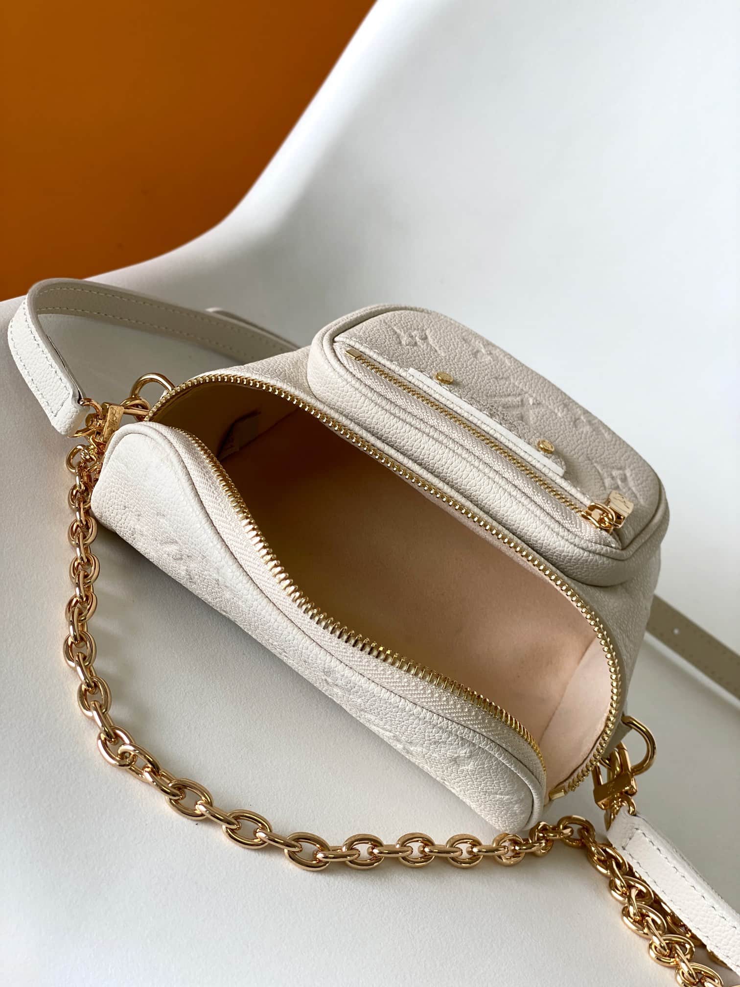 Louis Vuitton Mini Bumbag Cream Monogram Empreinte Leather M83275 High